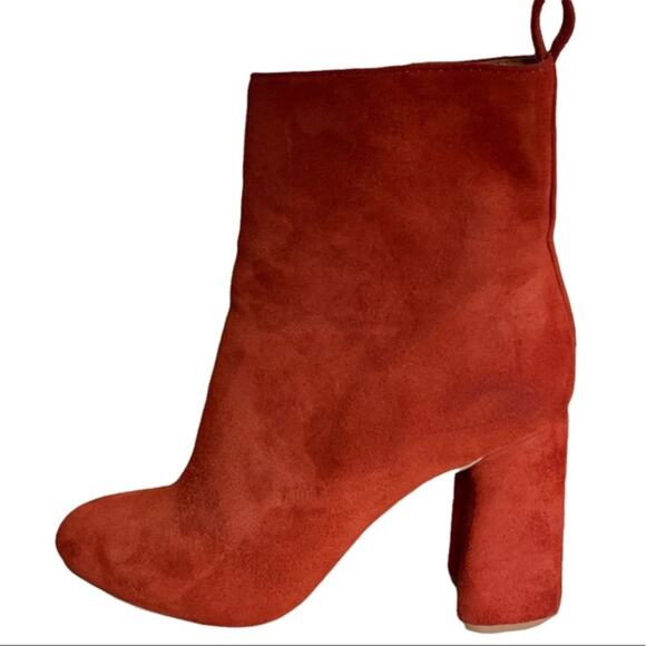 & other stories Stockholm bootie shoe red suede leather side zipper size 7 37 Eu - Picture 1 of 15